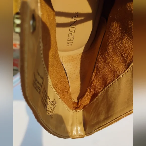 Wedge MERONA Ankle Boots Women's Sz 9 Lace Up 3.5" Heels Tan Faux Leather - Picture 6 of 14